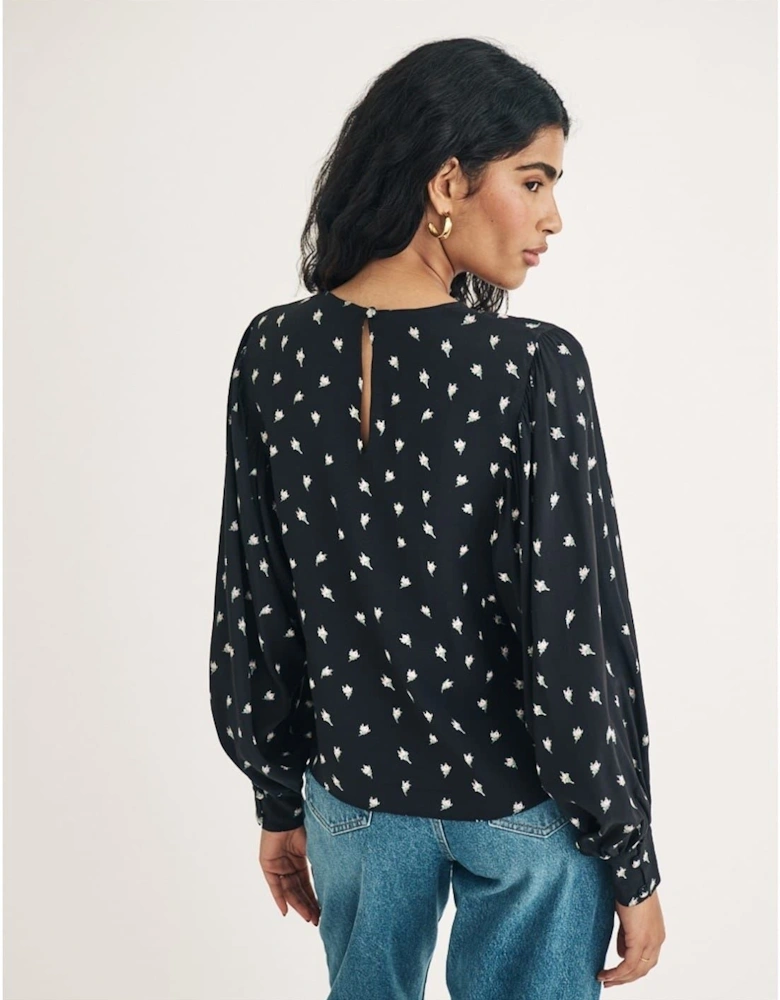 Regular Fit Crew Neck Long Sleeve Blouse