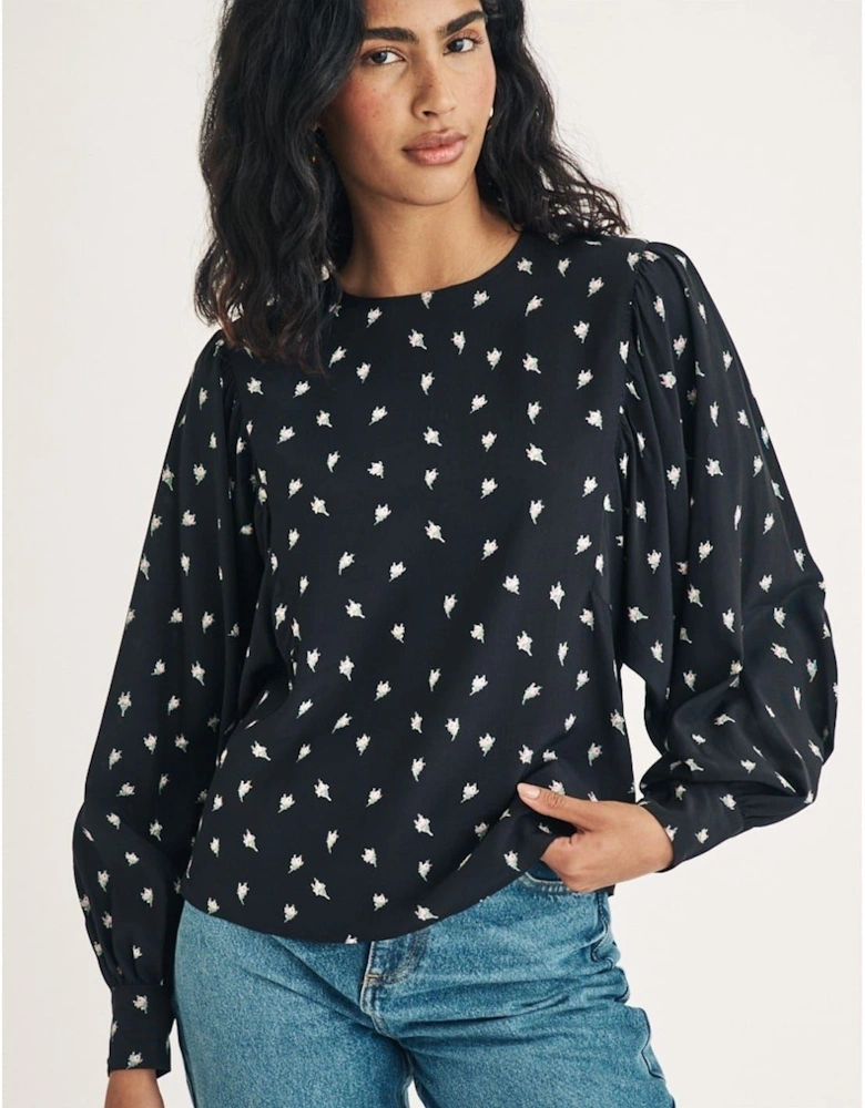 Regular Fit Crew Neck Long Sleeve Blouse