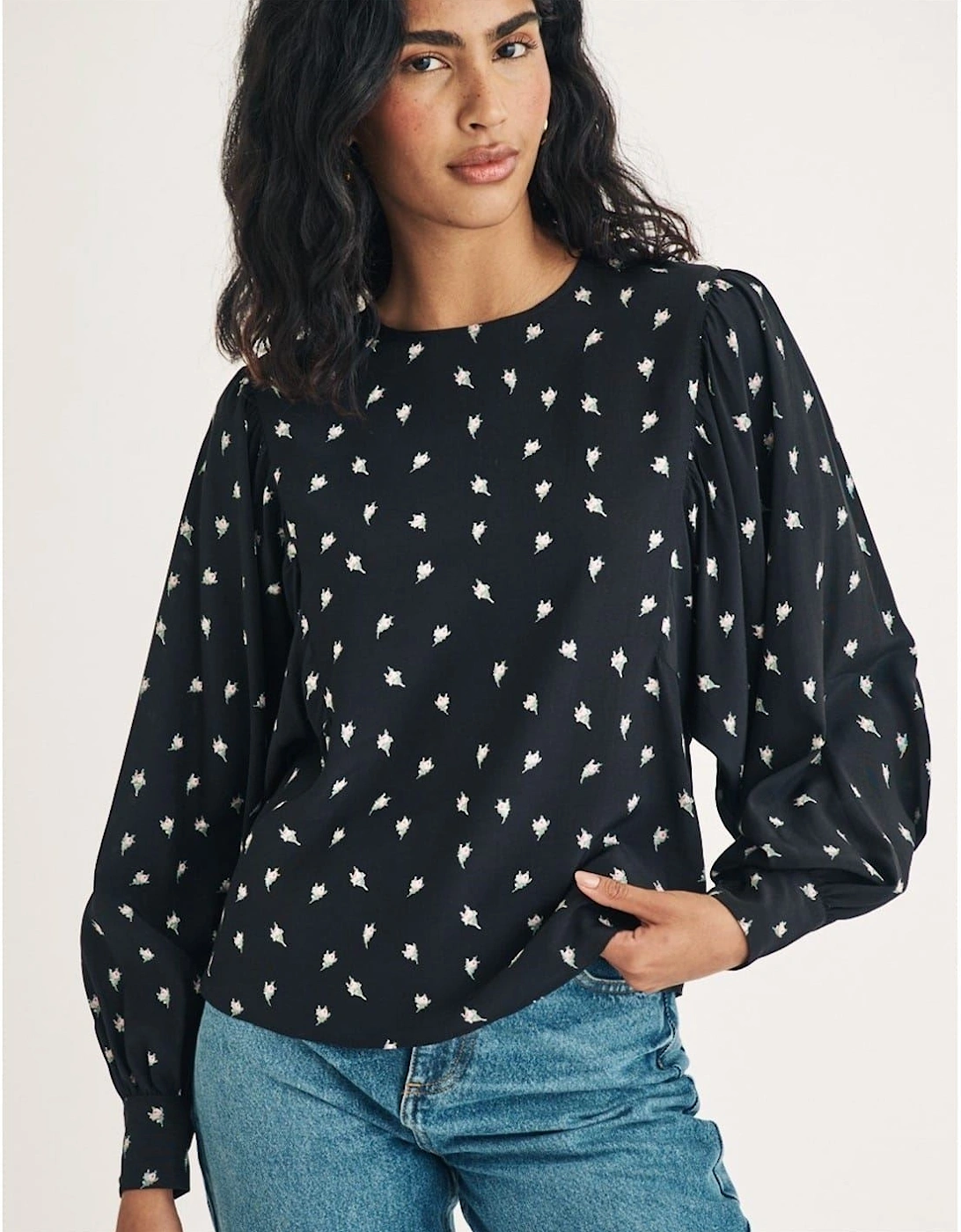 Regular Fit Crew Neck Long Sleeve Blouse