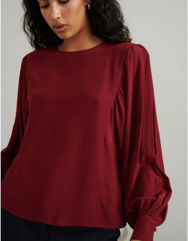Regular Fit Crew Neck Long Sleeve Blouse