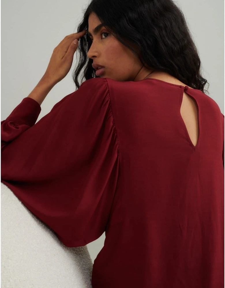 Regular Fit Crew Neck Long Sleeve Blouse