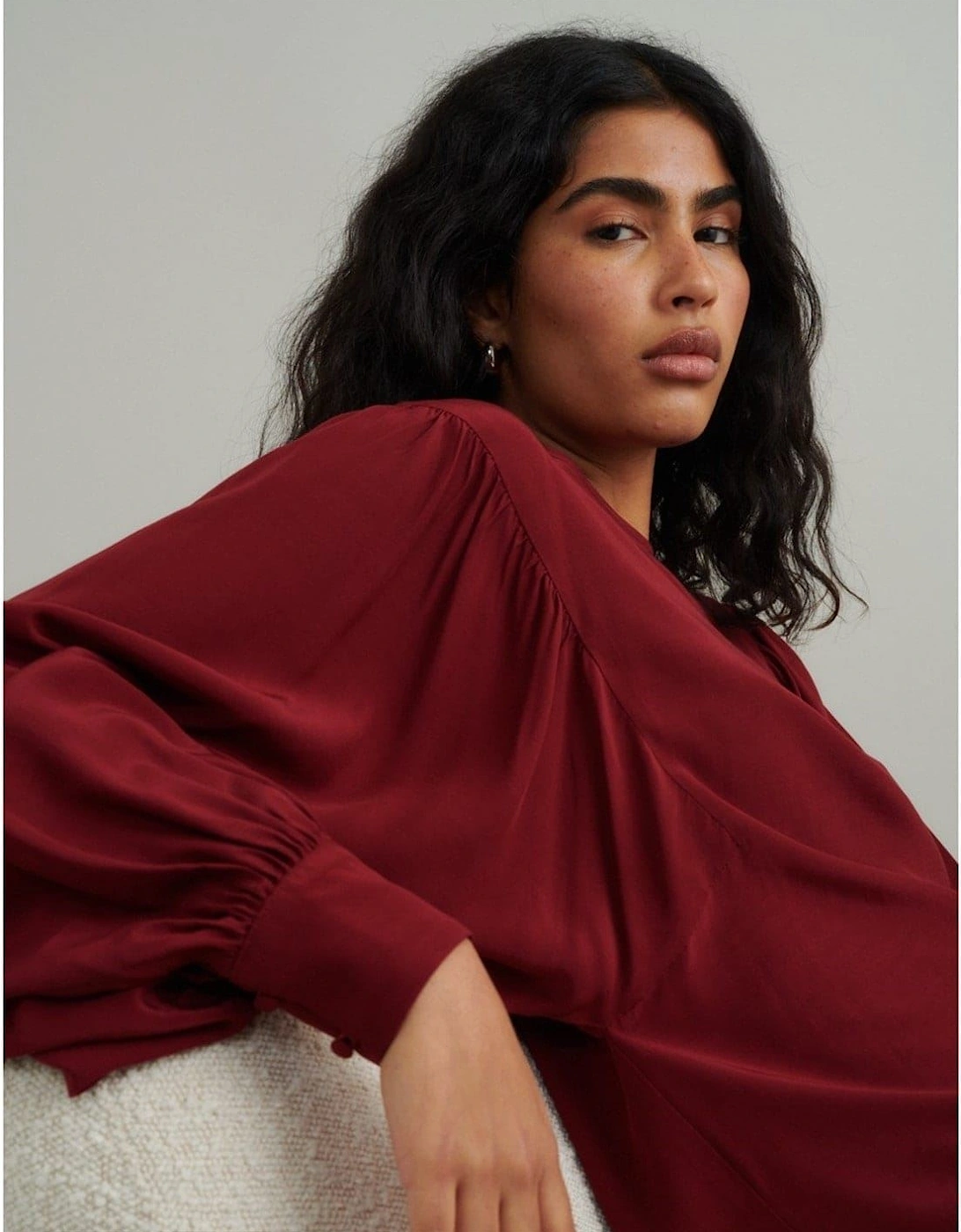 Regular Fit Crew Neck Long Sleeve Blouse