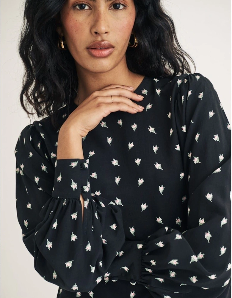 Regular Fit Crew Neck Long Sleeve Blouse