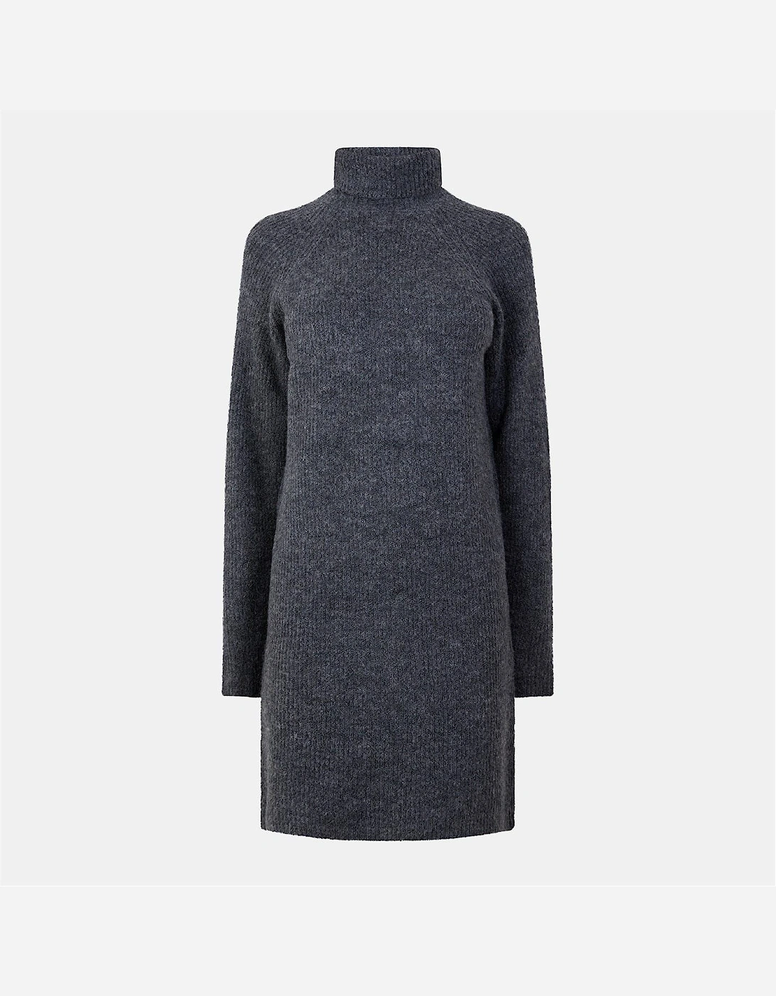 Pieces Pieces Women's Knit Turtleneck Long Sleeve Mini Sweater Dress - Grey