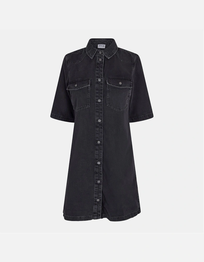 Short Sleeve Mini Denim Shirt Dress