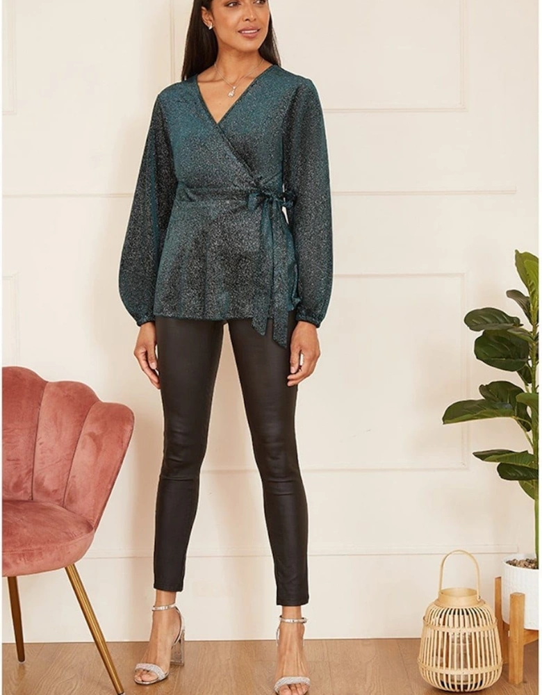 Sparkle Velvet Wrap Blouse