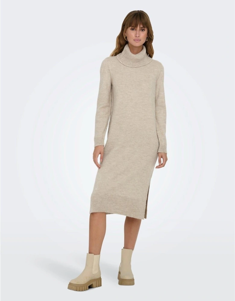 Cowl Neck Midi Sweater Dress