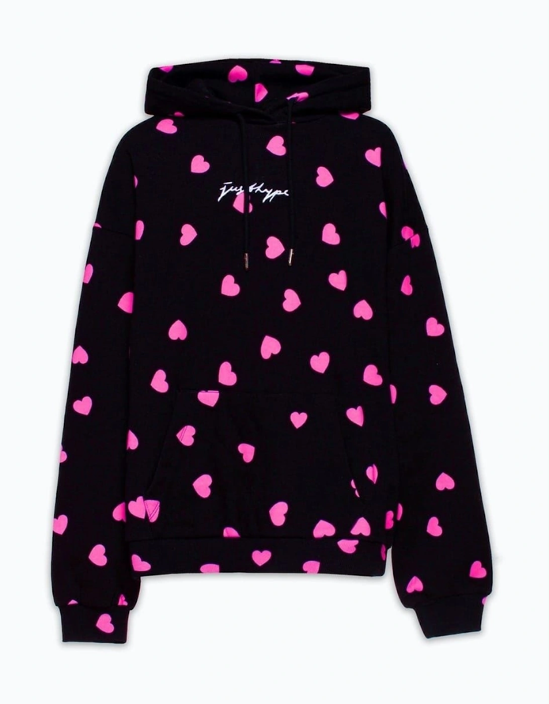 Hooded Heart Print Sweatshirt