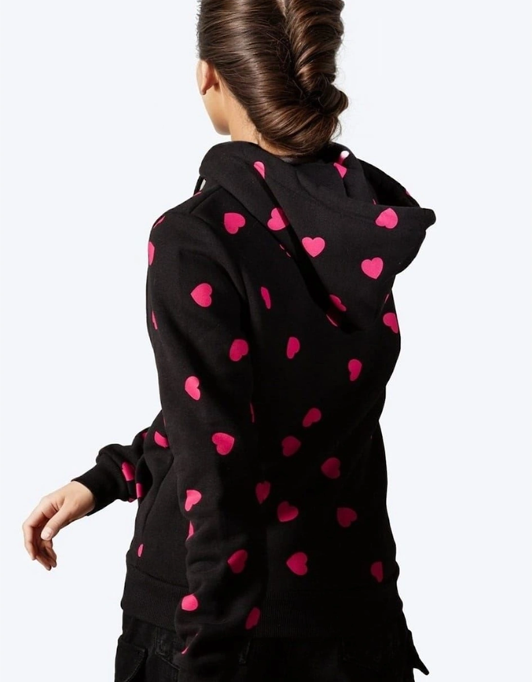Hooded Heart Print Sweatshirt