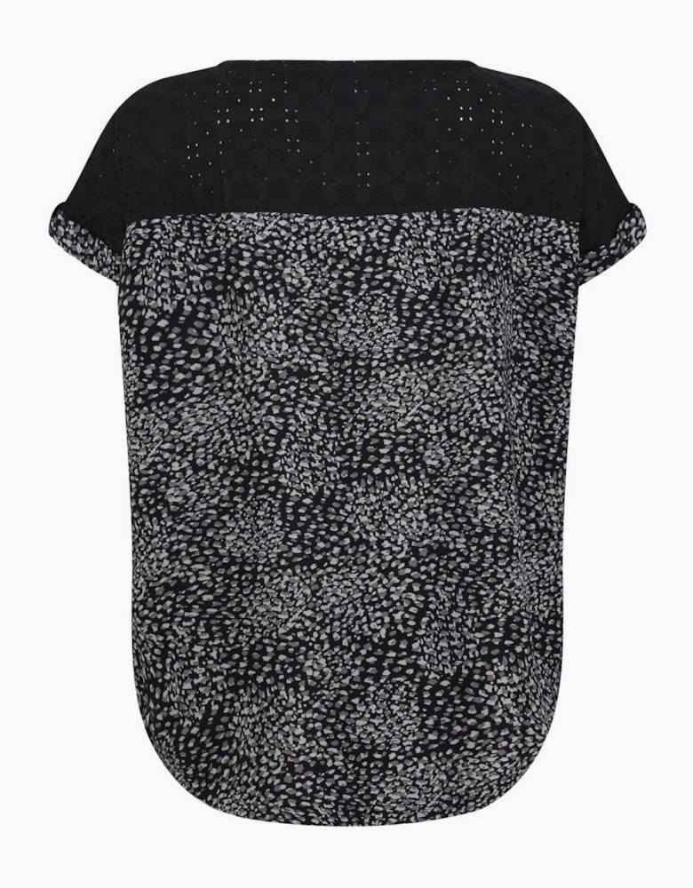 Crew Neck Rolled Cuff Short Sleeve Shell Blouse