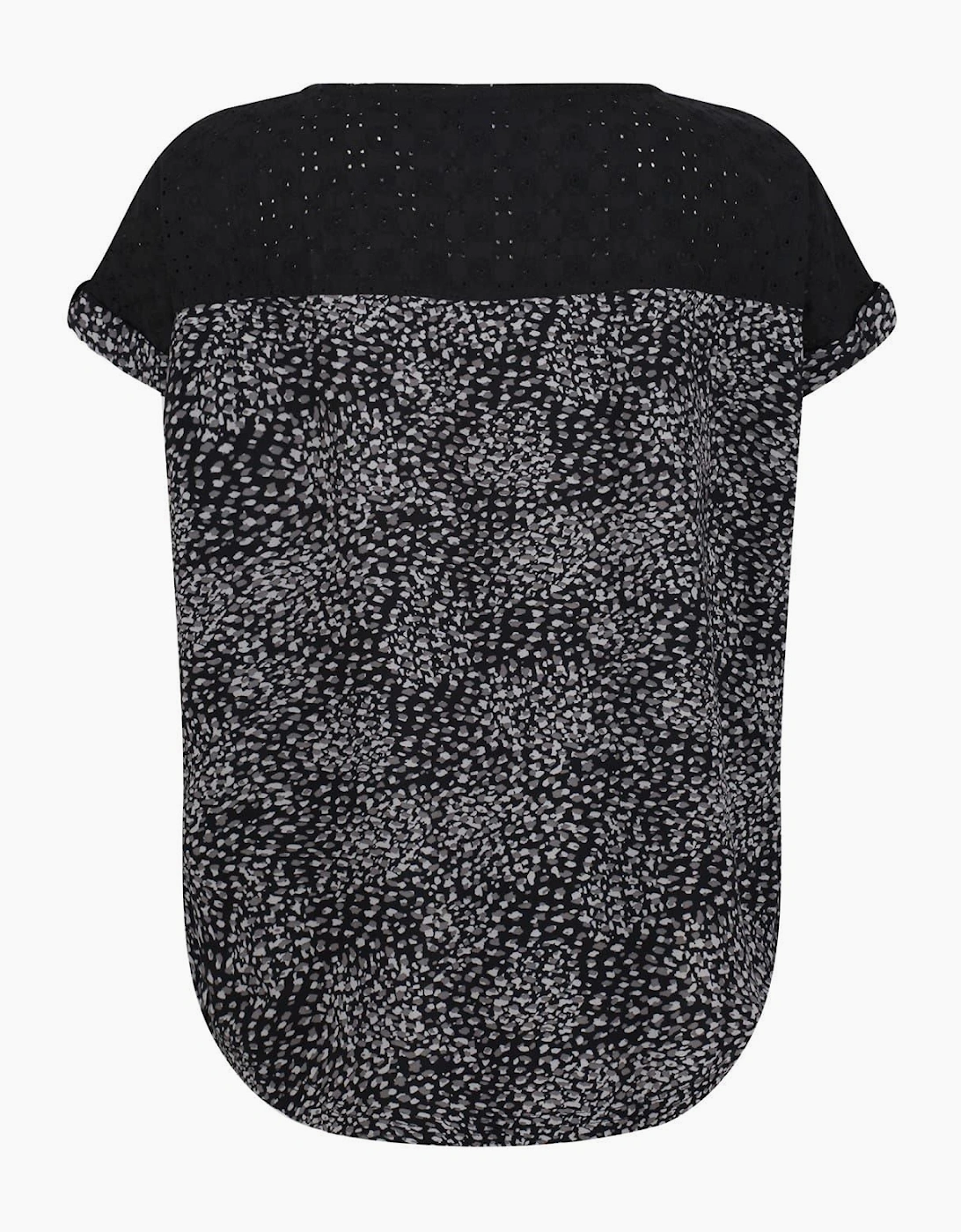 Crew Neck Rolled Cuff Short Sleeve Shell Blouse
