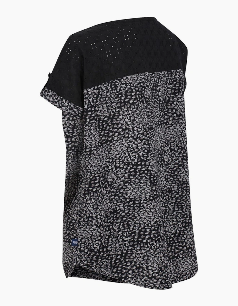 Crew Neck Rolled Cuff Short Sleeve Shell Blouse