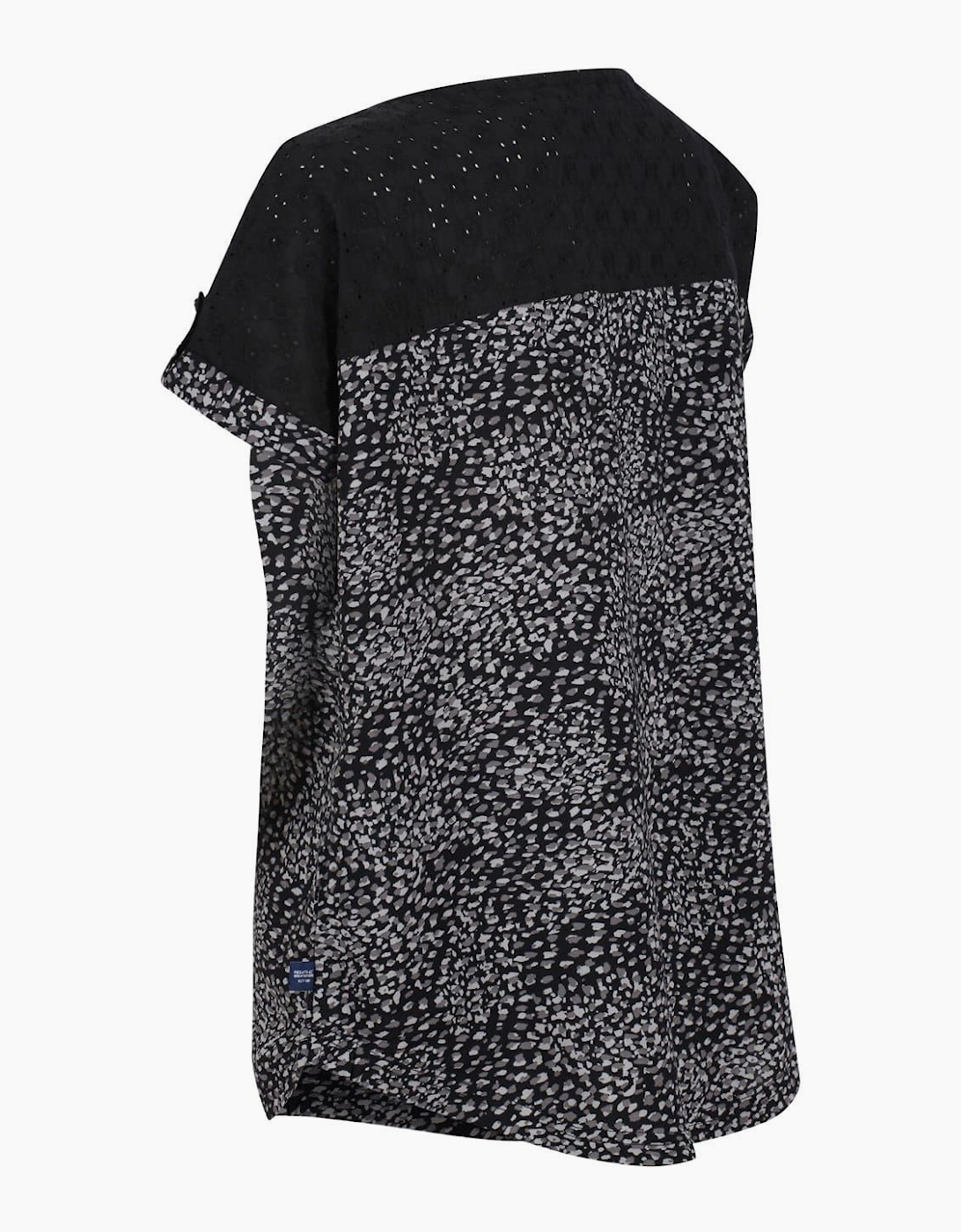 Crew Neck Rolled Cuff Short Sleeve Shell Blouse