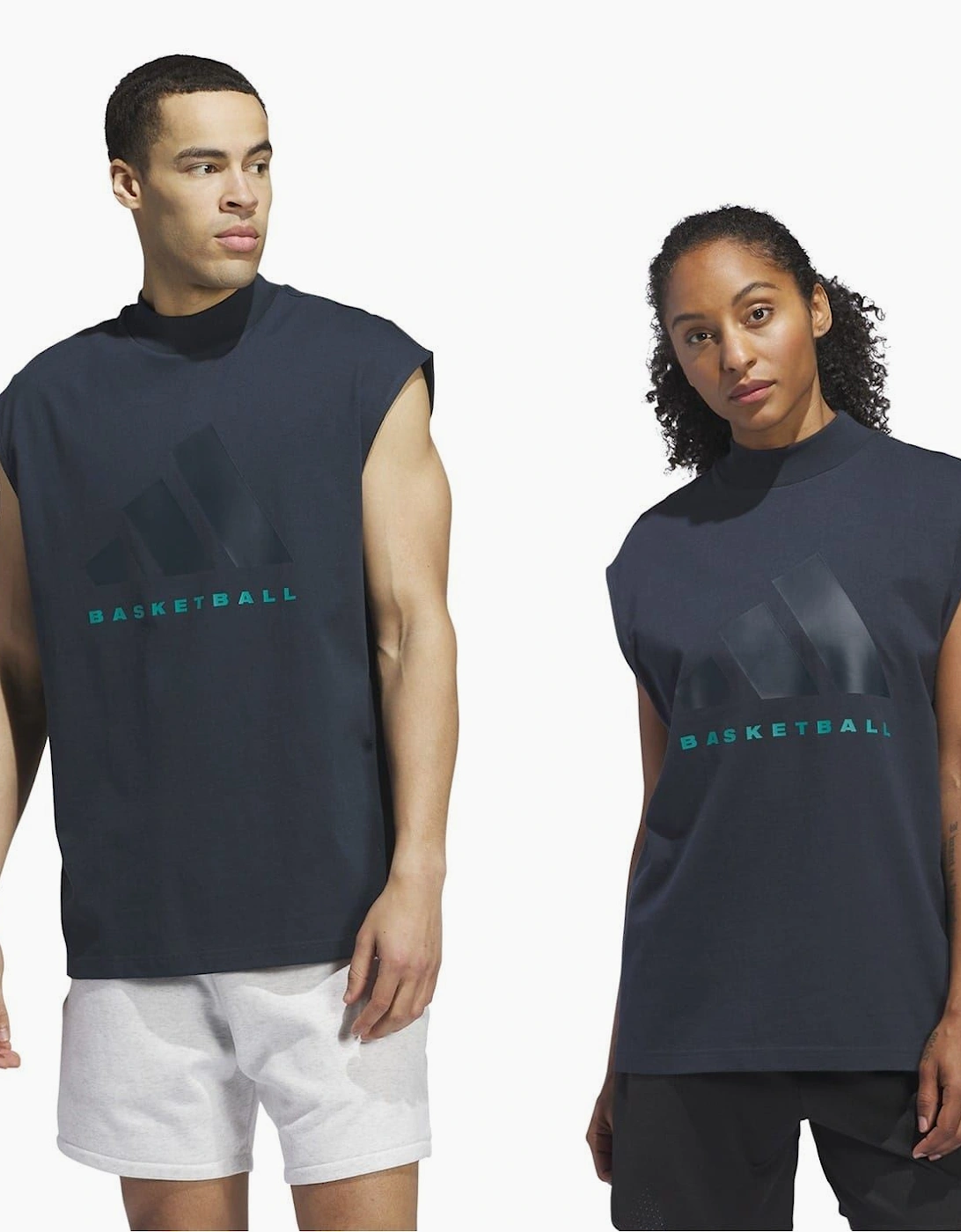 Adi Printed Logo Mock Neck Sleeveless Box Tank