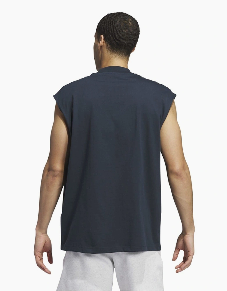 Adi Printed Logo Mock Neck Sleeveless Box Tank
