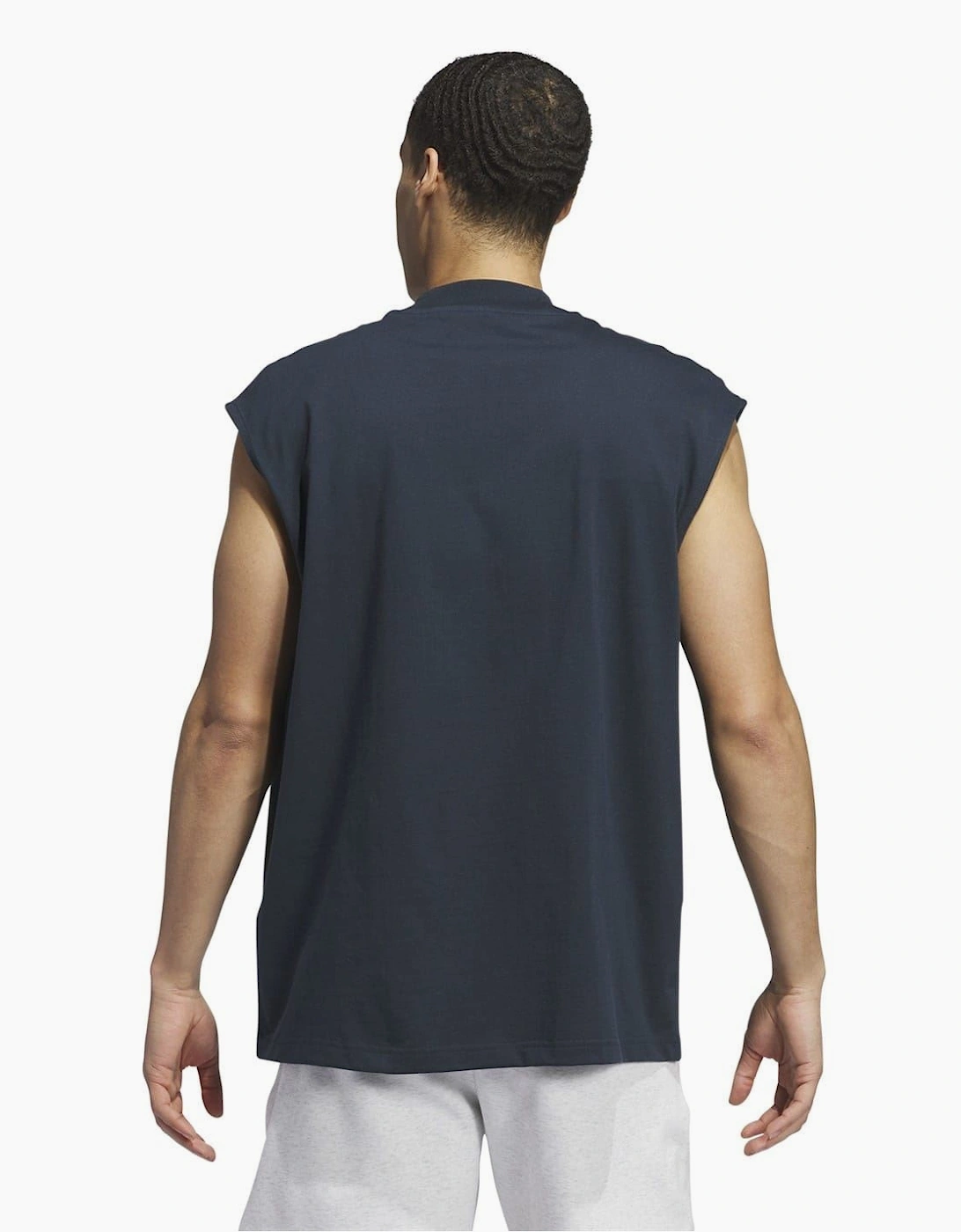 Adi Printed Logo Mock Neck Sleeveless Box Tank