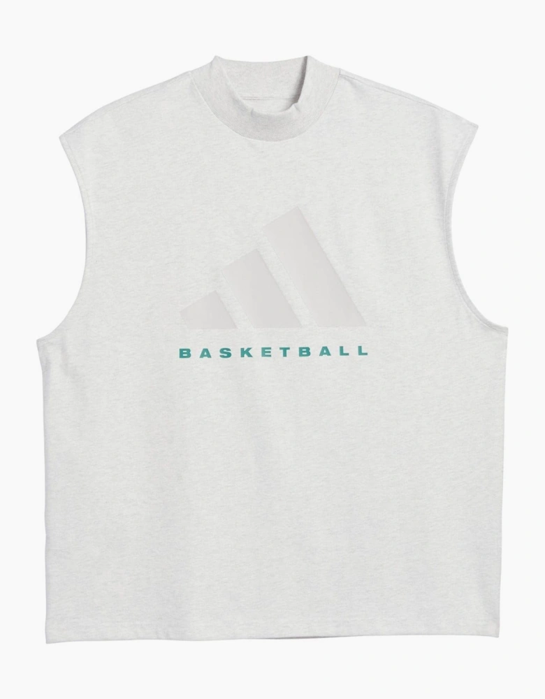 Adi Printed Logo Mock Neck Sleeveless Box Tank