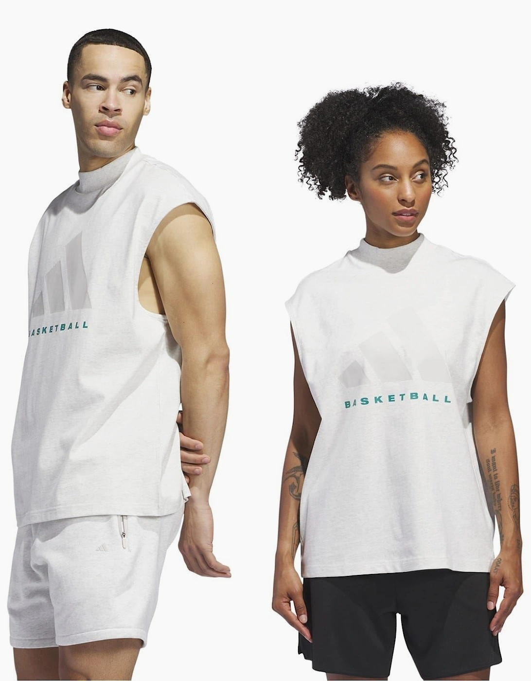 Adi Printed Logo Mock Neck Sleeveless Box Tank