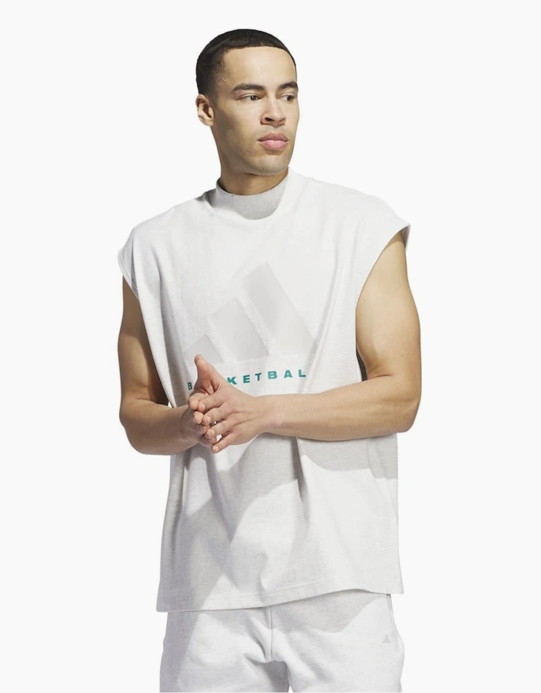 Adi Printed Logo Mock Neck Sleeveless Box Tank