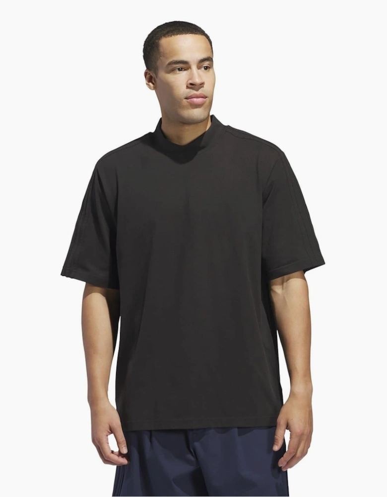 Mock Neck Band Collar Short Sleeve T-Shirt