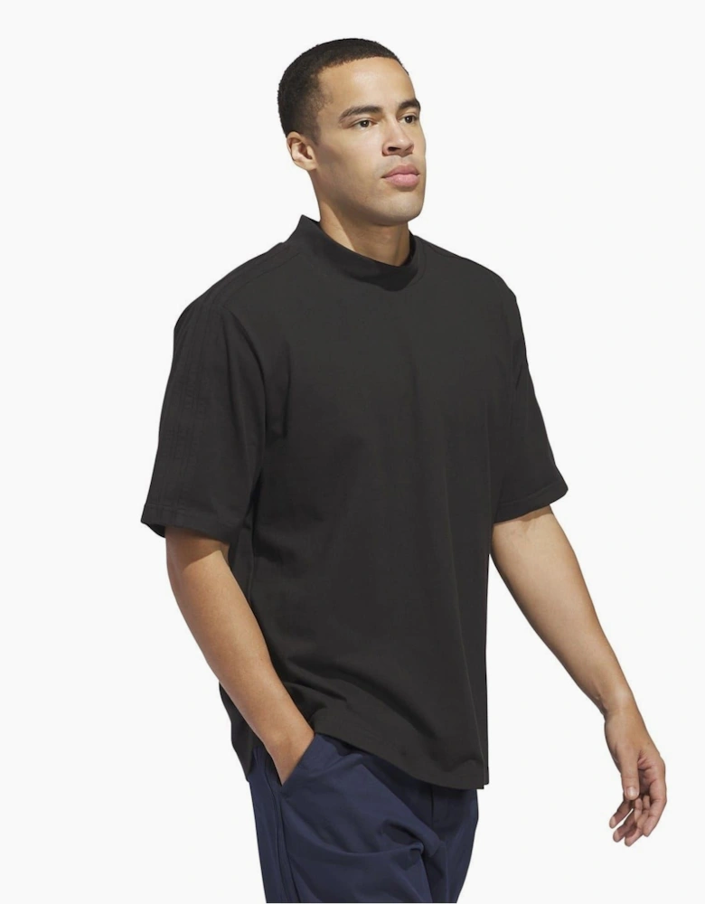 Mock Neck Band Collar Short Sleeve T-Shirt