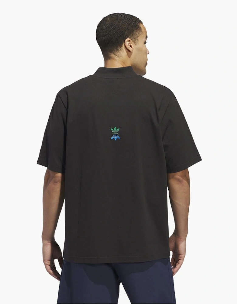 Mock Neck Band Collar Short Sleeve T-Shirt