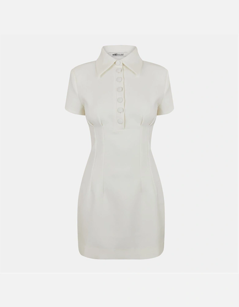 The Ultimate Button Plaquette Collared Mini Dress