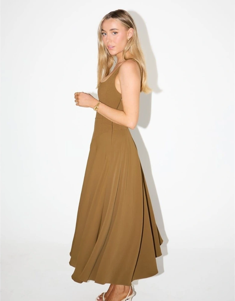 The Ultimate Muse Low Waist Square Neck Midi Dress