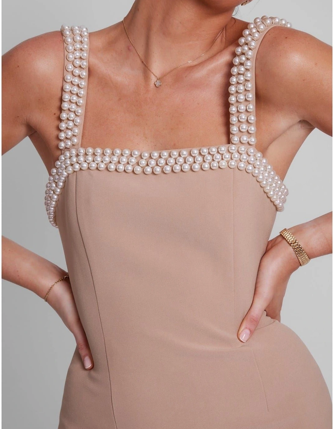 The Ultimate Muse Pearl Trim Mini Dress