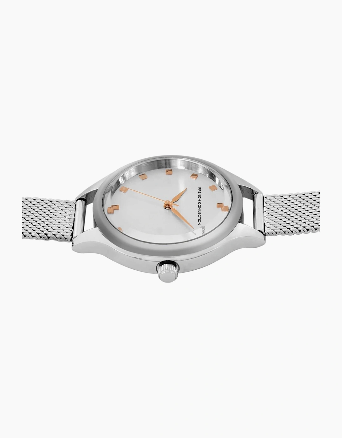Connection Silver Case Round Shape Silver Strap Quartz Watch