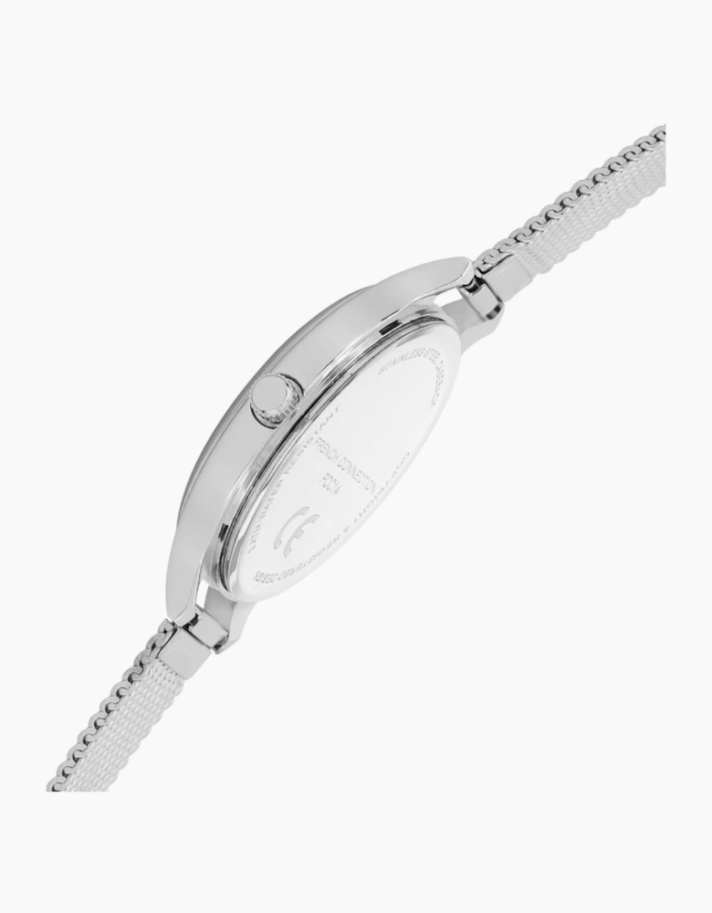 Connection Silver Case Round Shape Silver Strap Quartz Watch