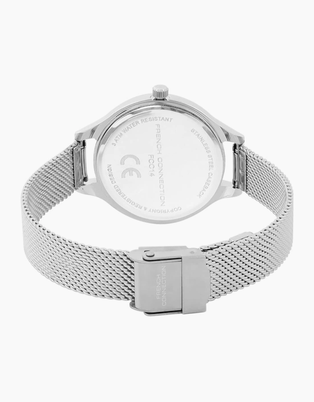 Connection Silver Case Round Shape Silver Strap Quartz Watch