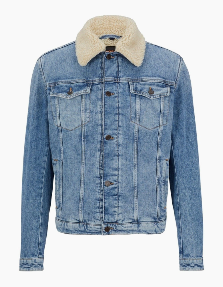 Livorno Solid Patterned Denim Jacket with Chest Pocket