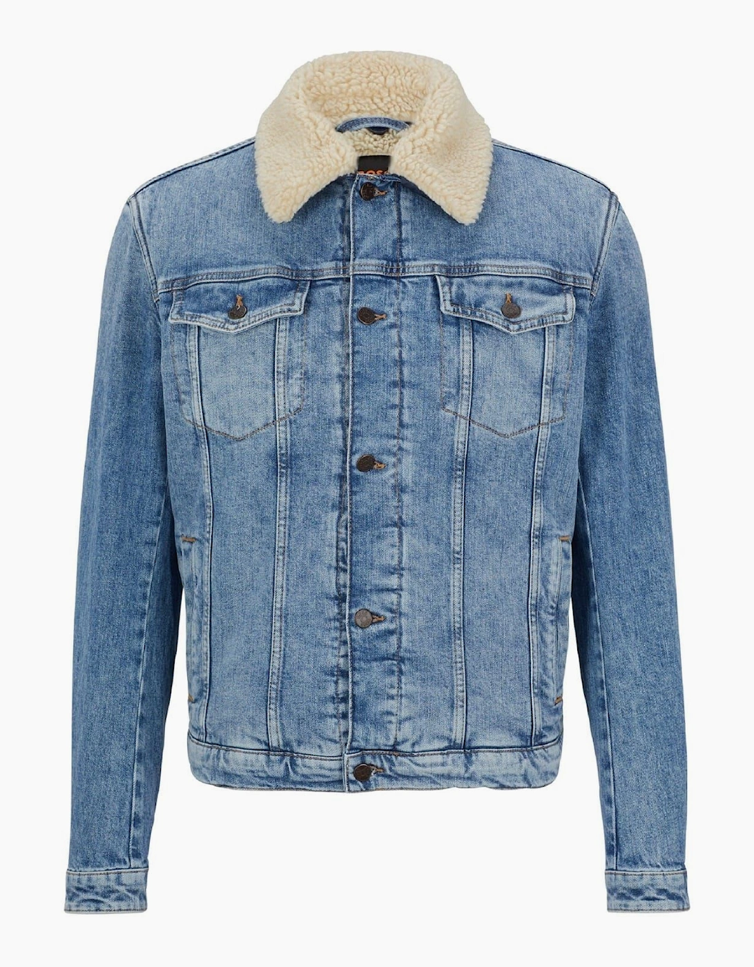 Livorno Solid Patterned Denim Jacket with Chest Pocket