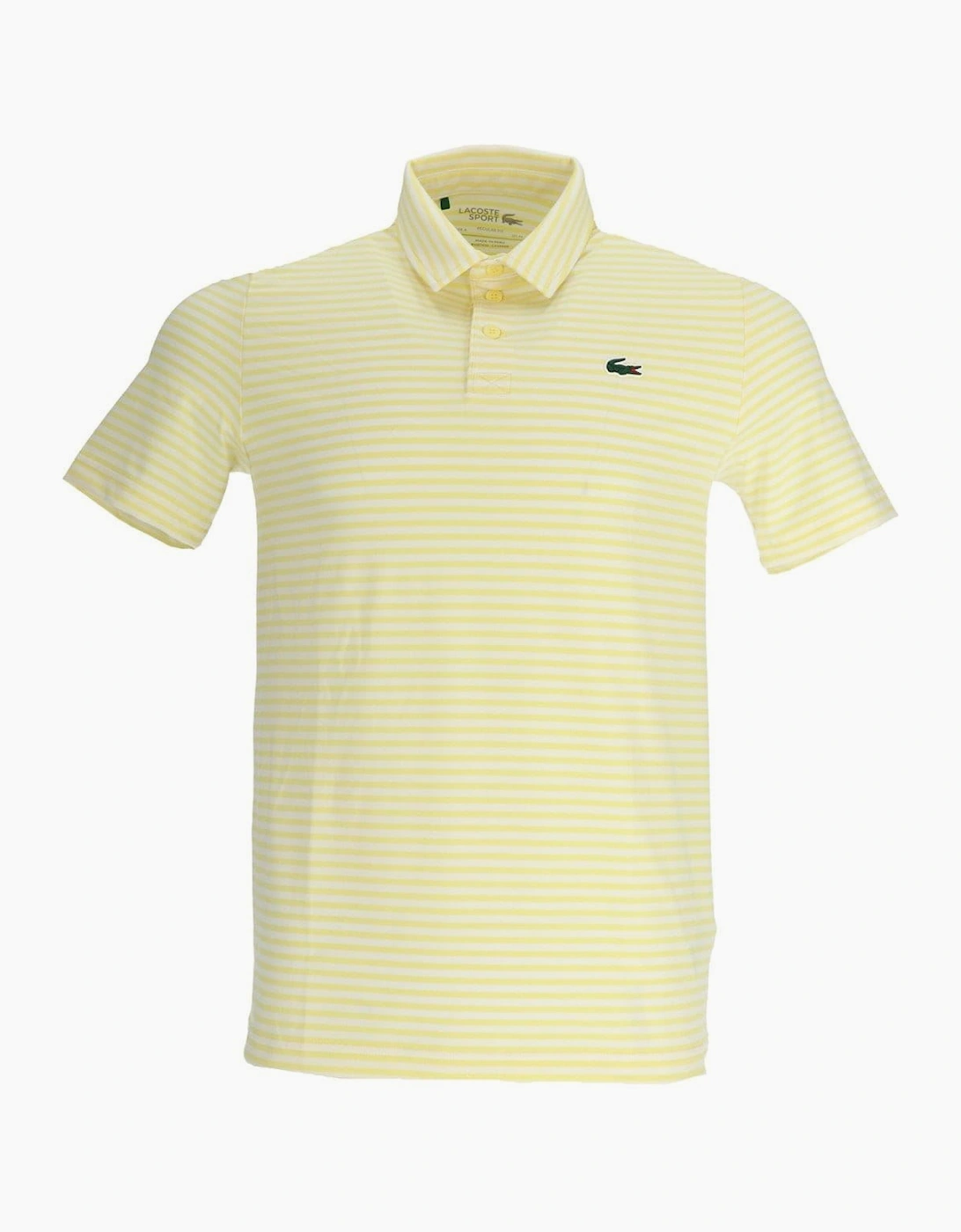 Lacoste Men's White/Yellow Crocodile Logo Collared Polo Shirt  38 M