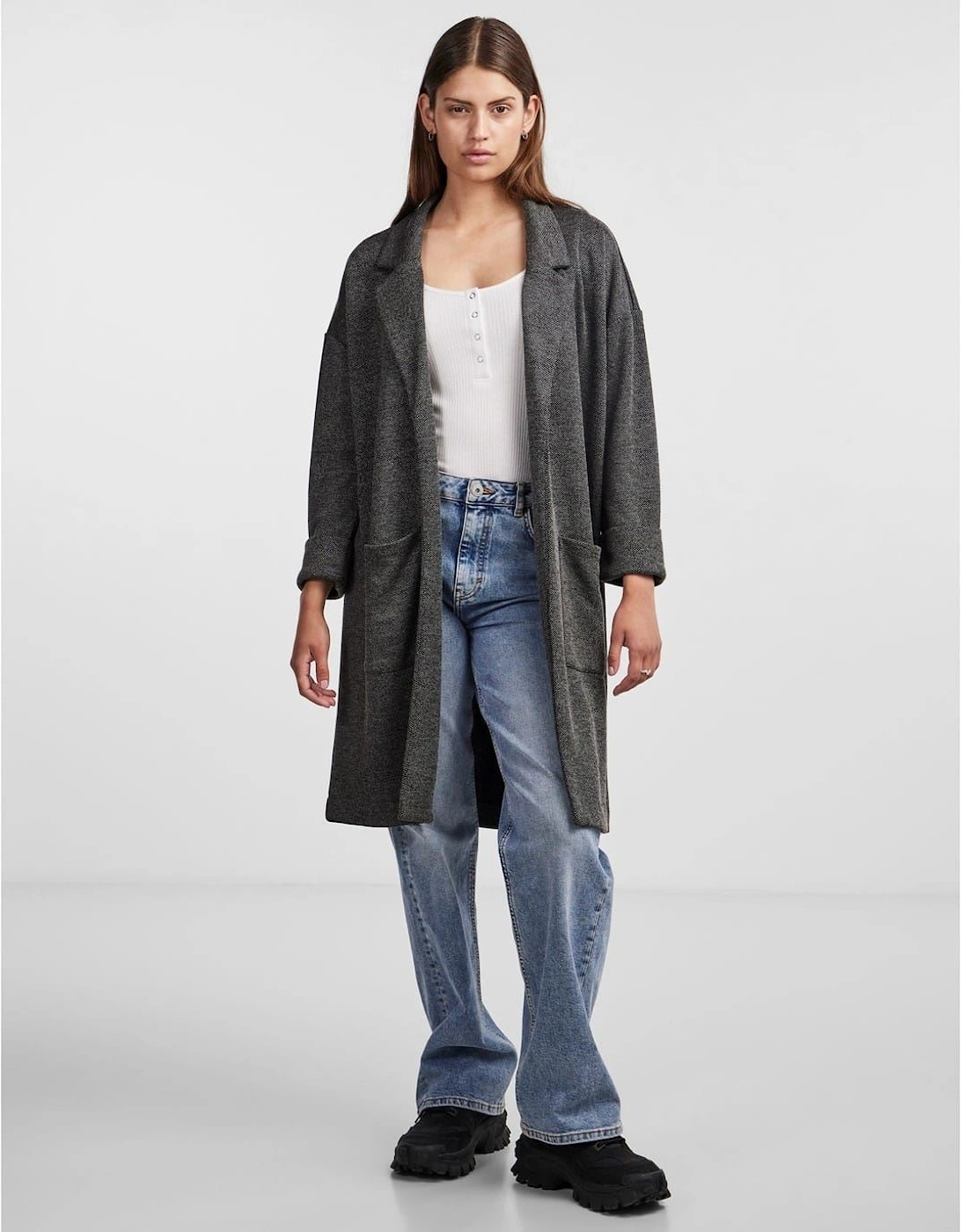 Notched Neck Relaxed Fit Coat