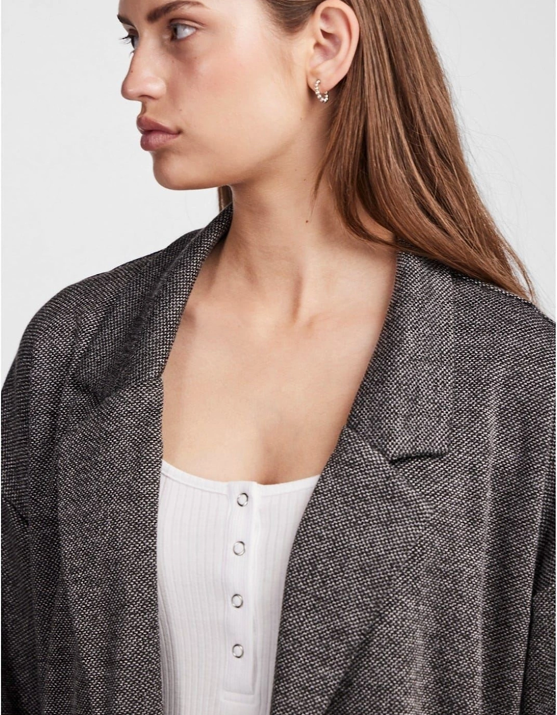 Notched Neck Relaxed Fit Coat