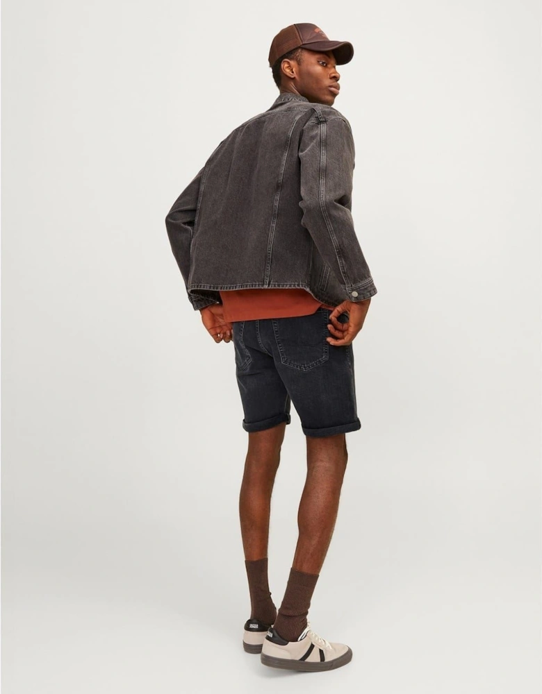 Denim Bermuda Shorts with Banded Hem