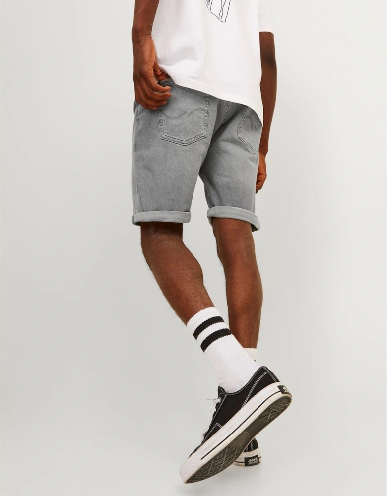 Denim Bermuda Shorts with Banded Hem