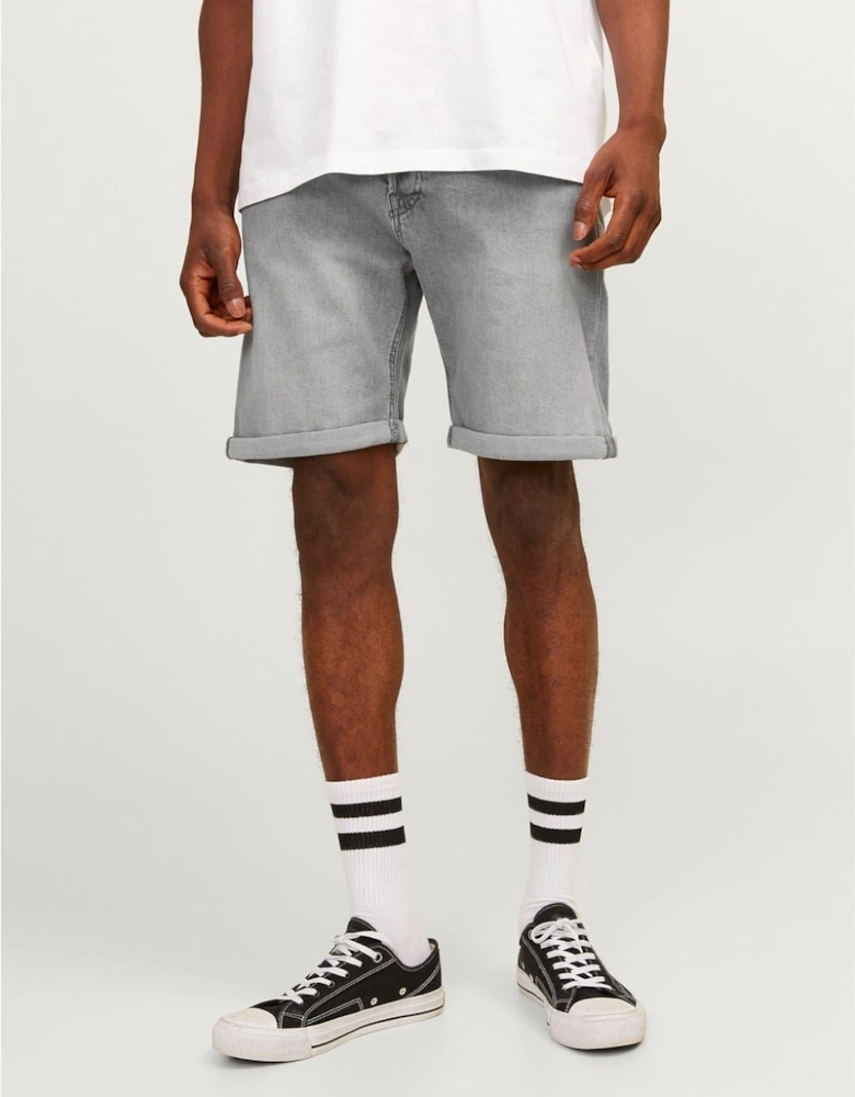 Denim Bermuda Shorts with Banded Hem