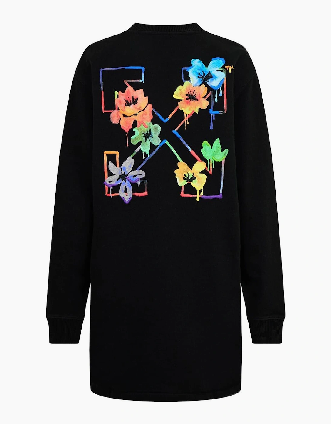 Floral Embroidered Knee Length Sweatshirt Dress