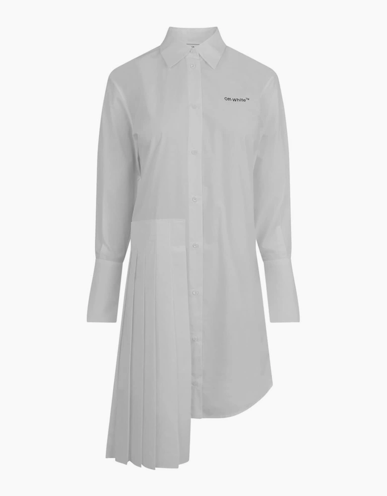 Diag Plisse Collared Knee Length Dress