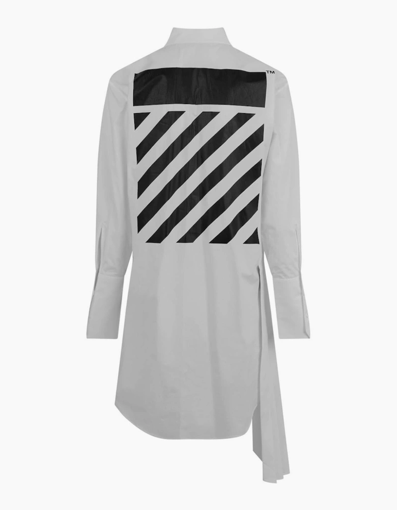 Diag Plisse Collared Knee Length Dress