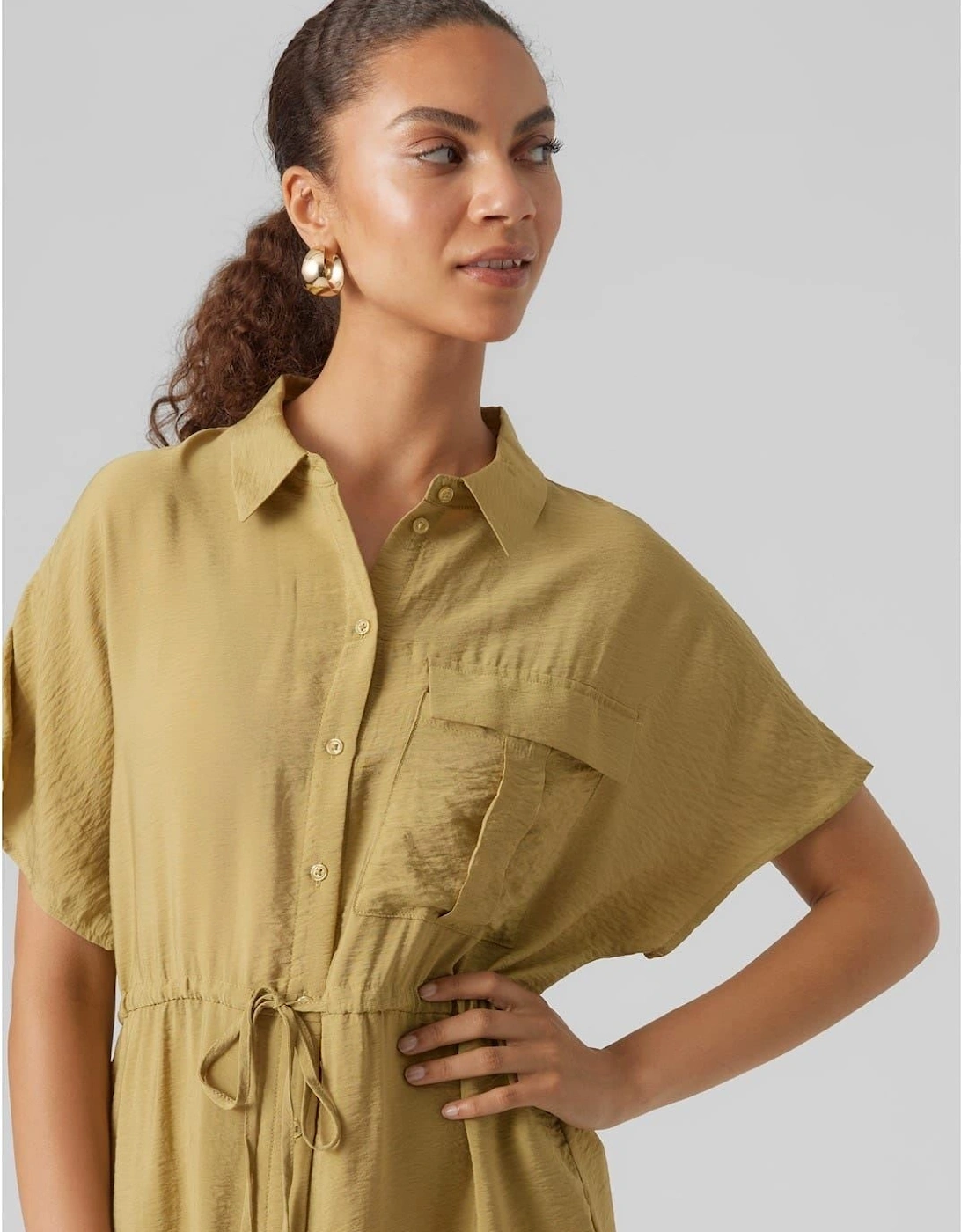 Iris Collared Neck Shirtdress