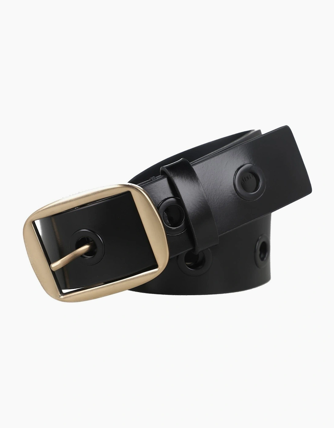 Allsaints Women's Black Eyelet Leather Belt - Size: M-L