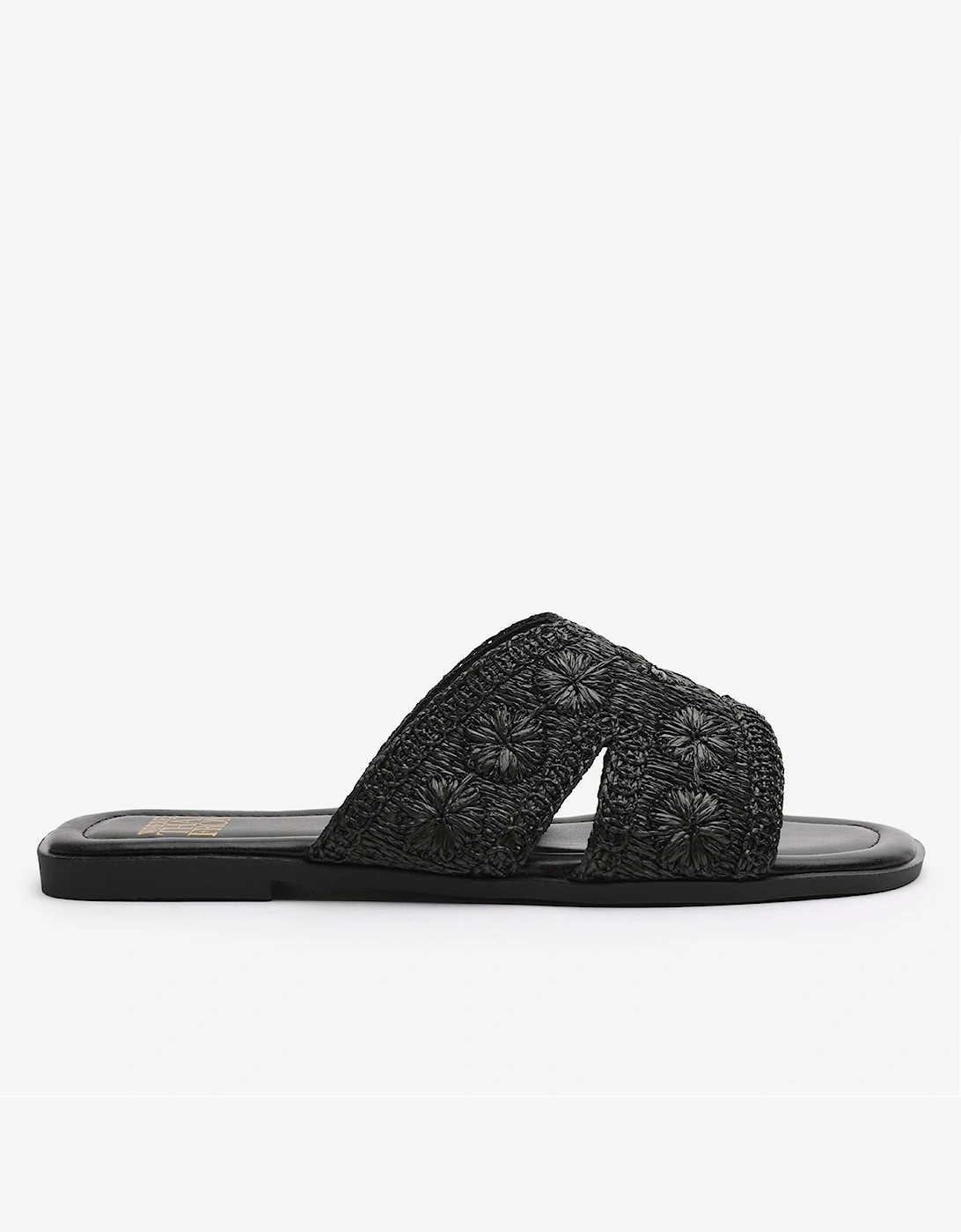 Where's That From Women's Floral Patterned Flat Slides - Black - Size: 4
