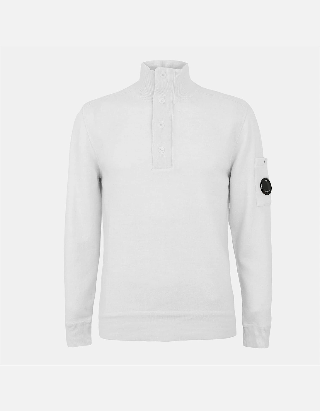 CP Company CP Company Men's Mock Neck High Collar Long Sleeve Sweater - White