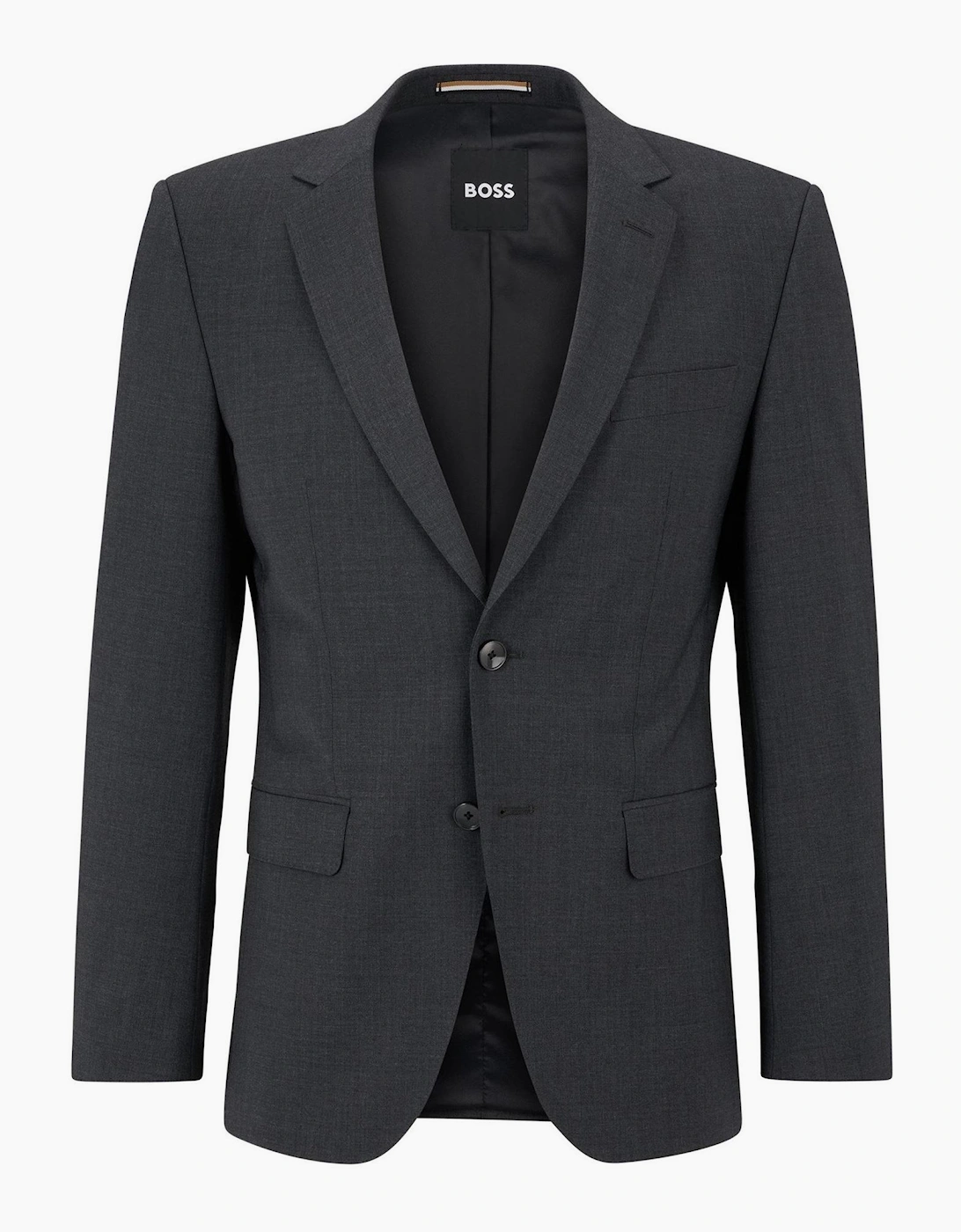 Hugo Boss Men's Grey Solid Patterned Flap Pocket Suit Jacket - Size: 42S 52S
