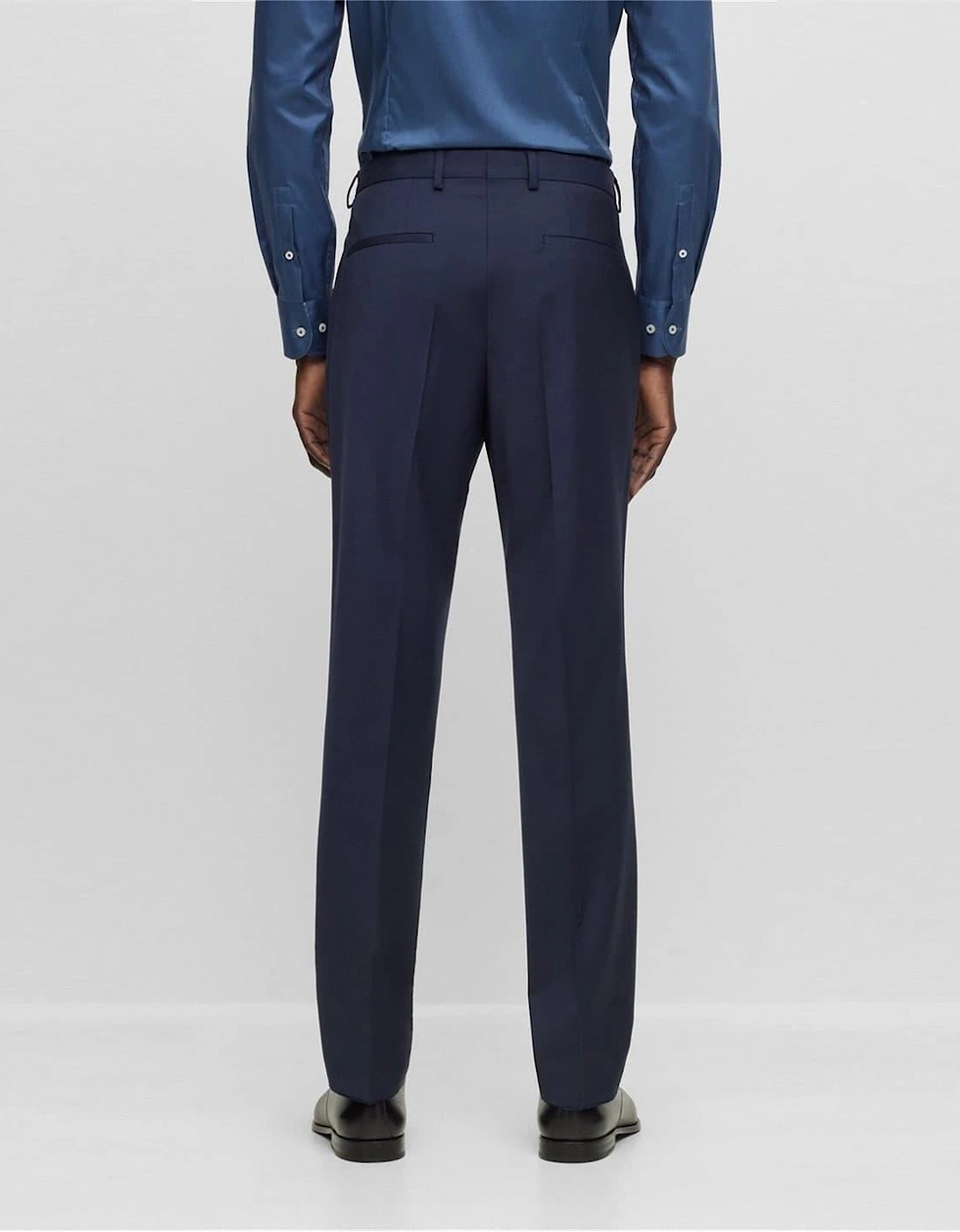 Solid Patterned Flat Front Straight Leg Trousers