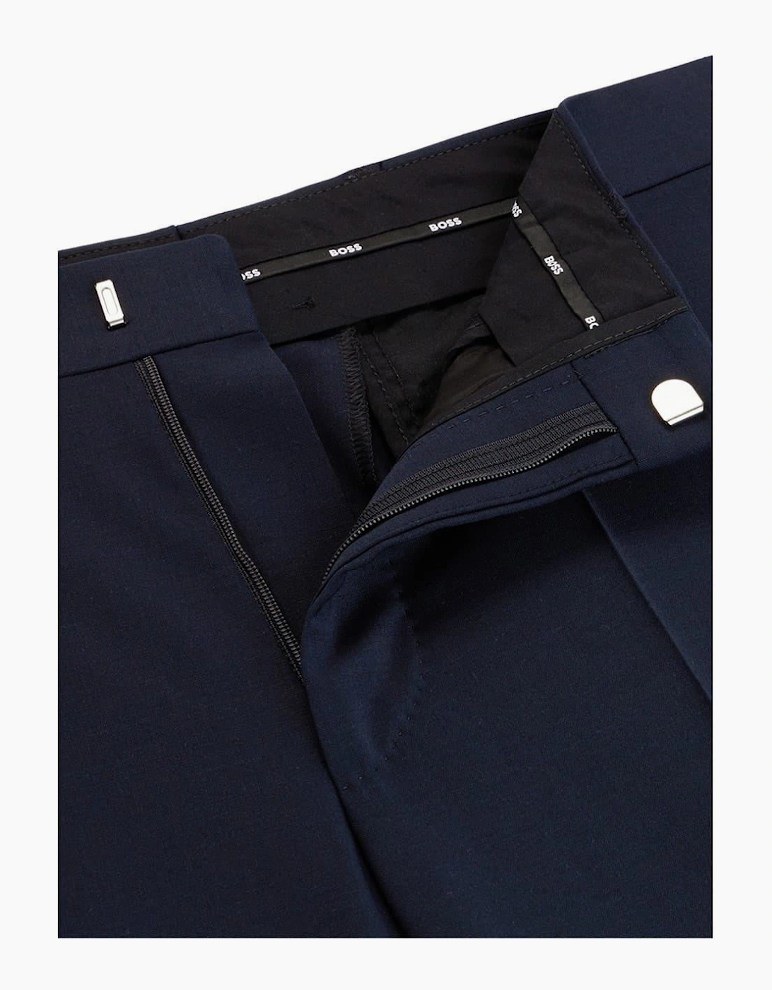 Solid Patterned Flat Front Straight Leg Trousers